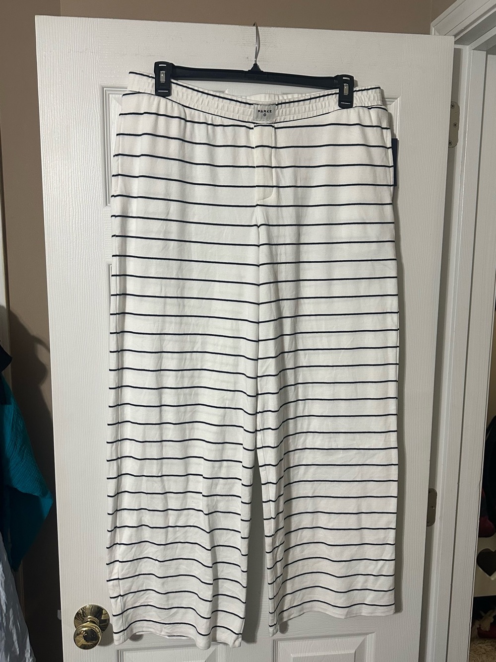 Parke x Target Striped Wide-Leg Lounge Pants - White/Navy